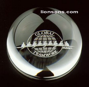 crystal dome paperweight with custom design 2d laser engraved inside.