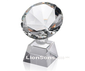 diamond shape crystal award, diamond trophy, diamond pokal
