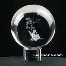 3d laser crystal sphere with a blank crystal base