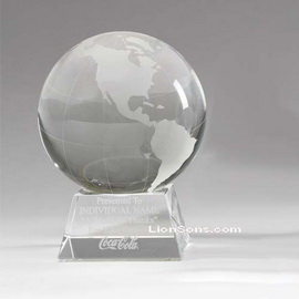 3d laser inner etched crystal globe, world map engraved on crystal