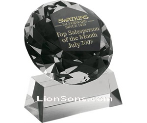 diamond trophy award with rectangle crystal base