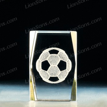 Laser 3d optical crystal paperweight with octagon shape cutting and edged. Custom cube crystal glass paperweight with sports logo and design inside. 