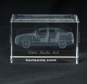 3d laser crystal block with beveled edge