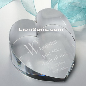 heart-shaped crystal paperweight, 3d laser crystal paperweight, wedding paperweights