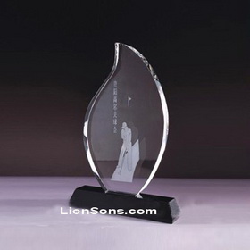 sailing boat shaped crystal plaque, sailing vessel glass award, sail shaped crystal frame award