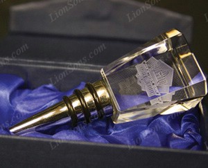 trapezoid crystal cube wine stopper custom engraved