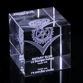 crystal cube paperweight with 3d laser etched