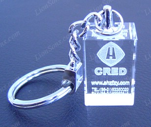 custom logo engraved crystal keyring