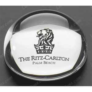 glass dome paper weight logo engraving