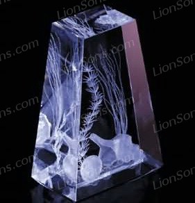 ladder-shaped crystal block 3d laser etching