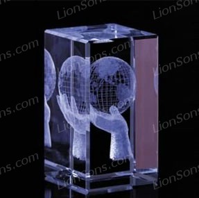 3d cube crystal with earth design inner engraved