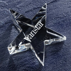 engraved star crystal paperweight